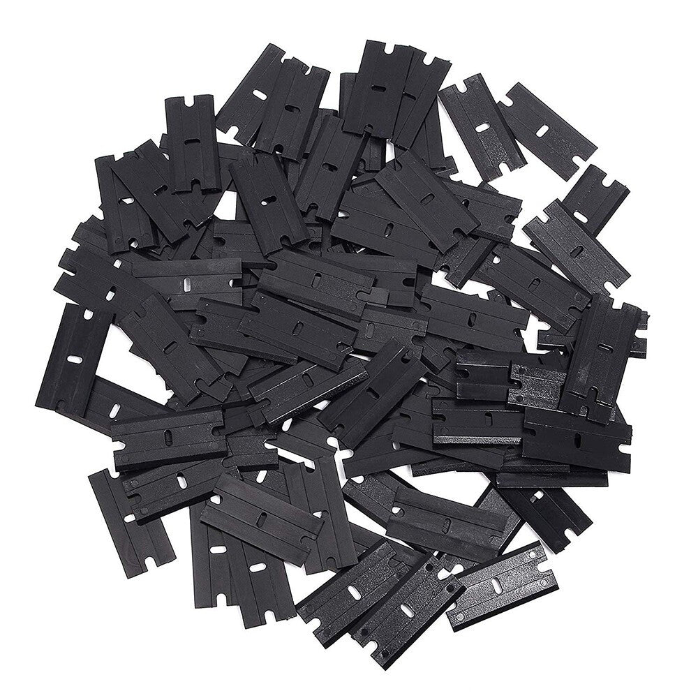 100 Pcs Plastic Scraper Razor Blades Auto Decals Stickers Remover No Scratch