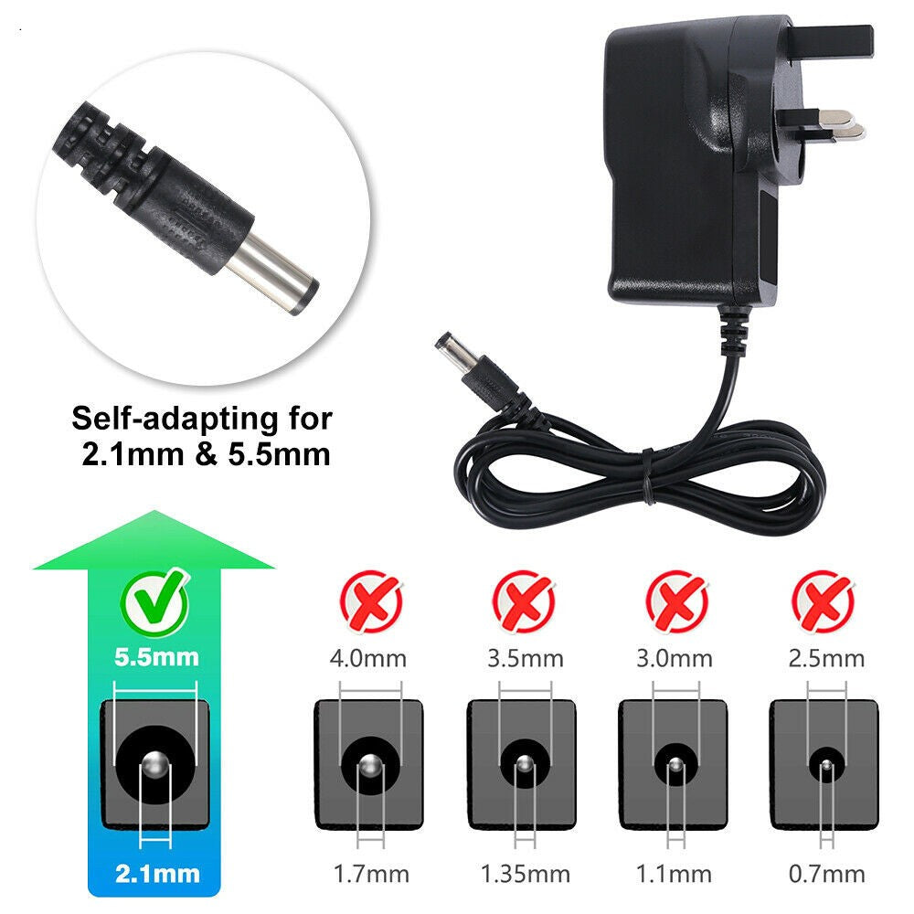 9V AC/DC Power Supply Adapter Safety Charger UK Plug Converter Universal