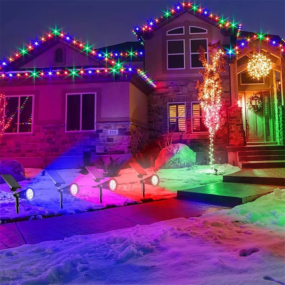7LED Solar Spot Lights LED Colour Changing Projection Stake Garden Light Outdoor