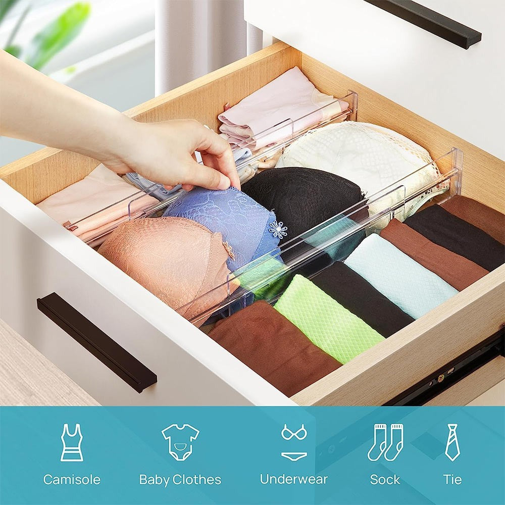 8Pcs DIY Drawer Divider Household Storage Organiser Adjustable Draw Separators