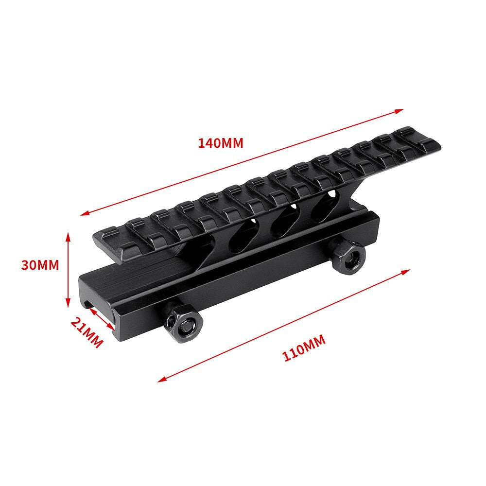 Tactical 13 Slot High Riser Mount Picatinny Rail Lightweight Laser Scope Base