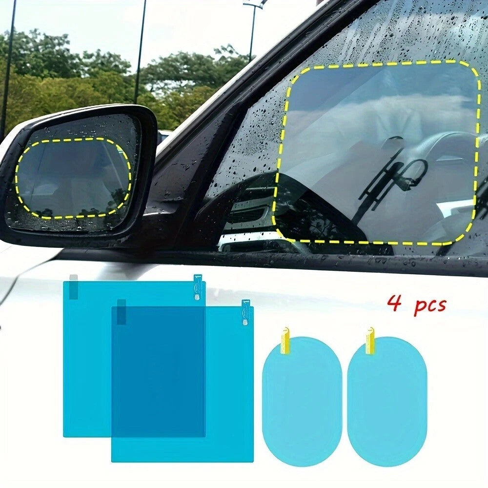 4pcs Car Rearview Mirror Protective Film Side Windows Sticker, Anti Fog Glare UK