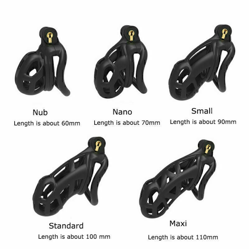 Men's 3D Protective Cage Lock Set with 4 Breathable Rings, Black