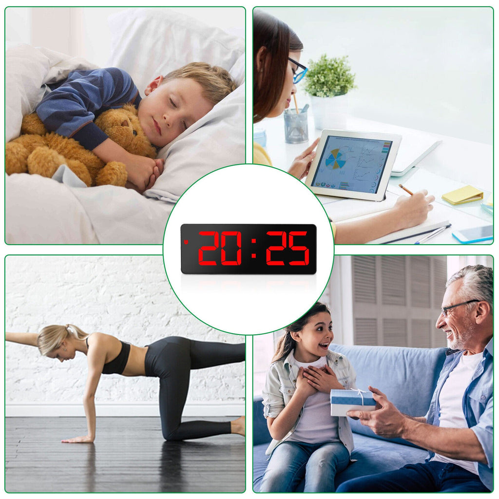 Alarm Clock Led Display Digital Mirror Voice Clock Battery/Plug-In Dual Purpose