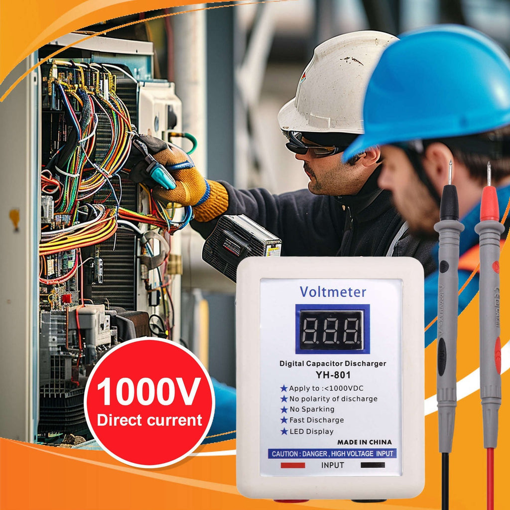 1000V Digital Capacitor Discharge Tool Voltmeter Fast Discharger Tester