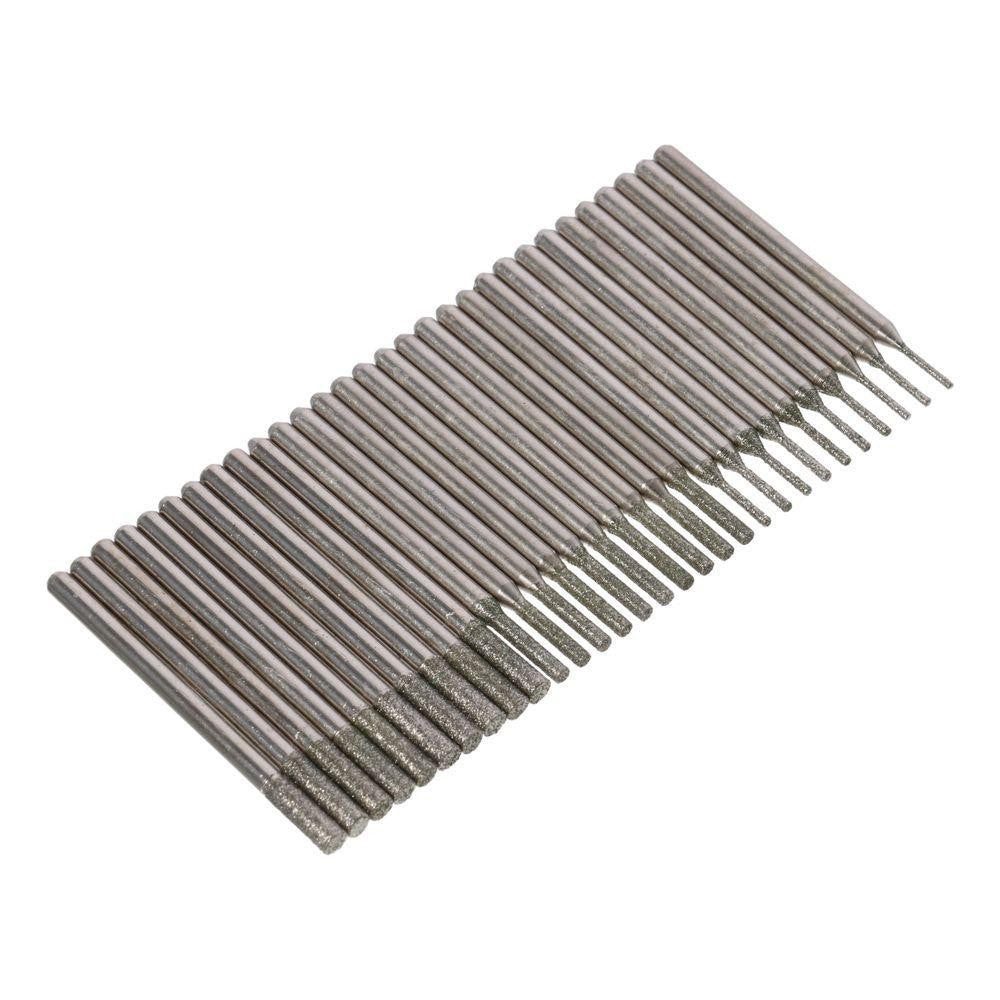 30 pcs 1/8 Shank 1mm 2mm 3mm Diamond Drill Bit Set  Dremel Drill Bits