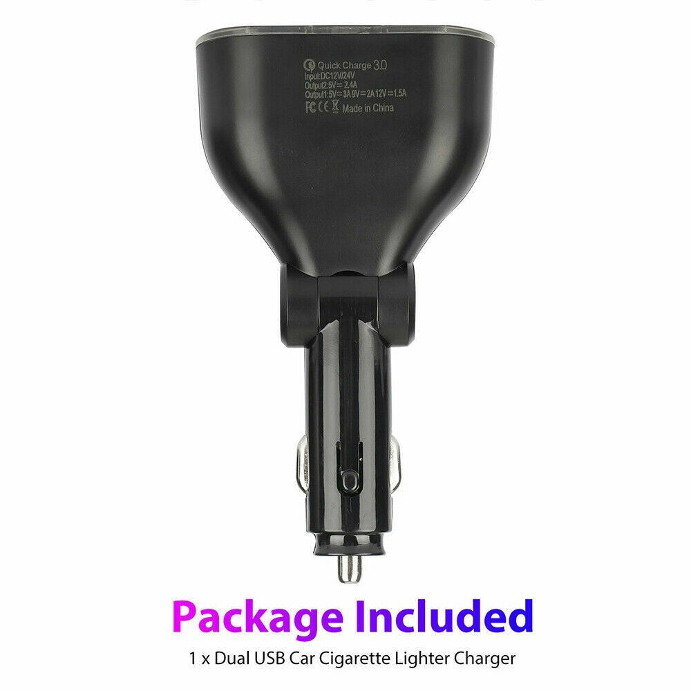 2X 2 Way Car Cigarette Lighter Socket Splitter Dual USB Charger Adapter DC 12V