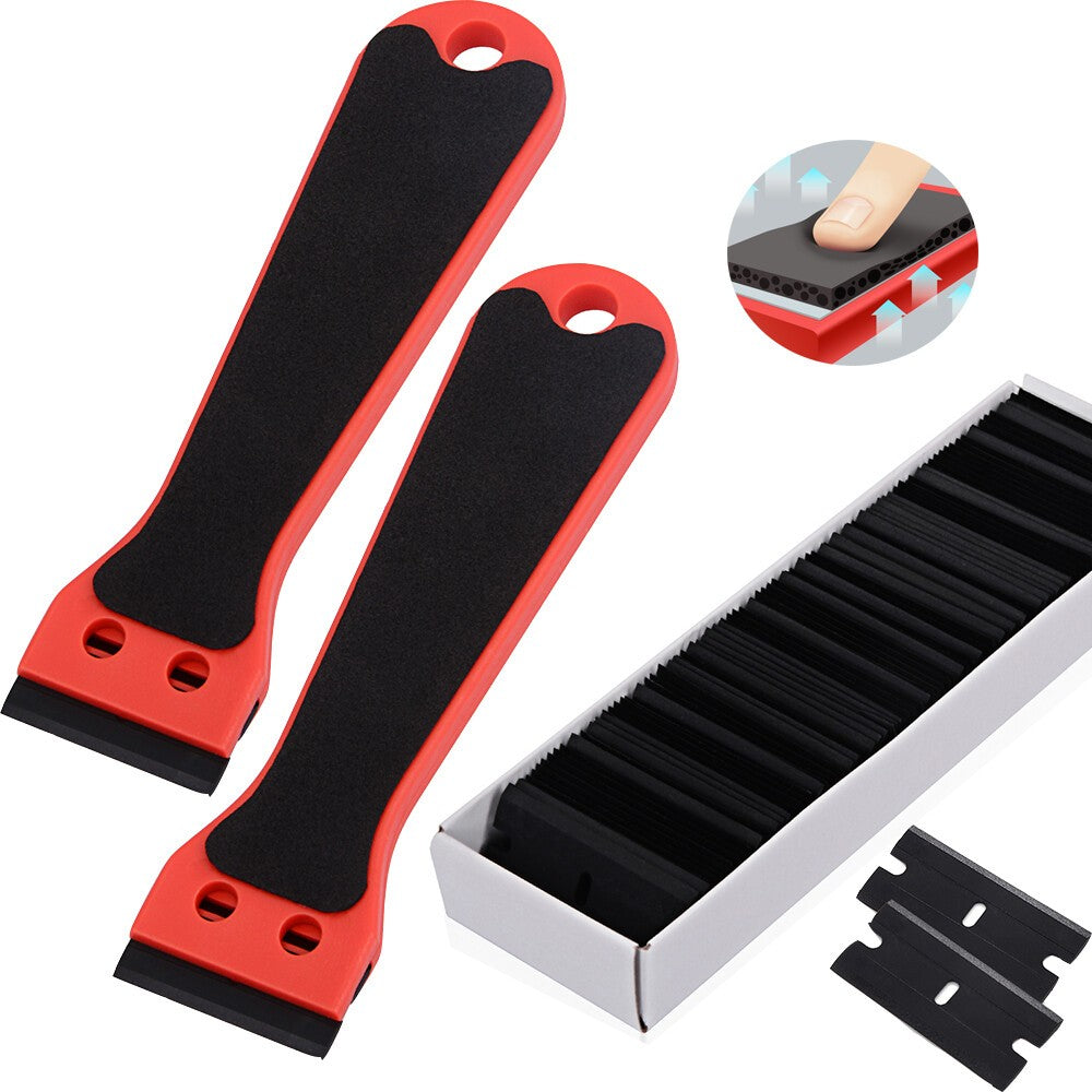 100 Pcs Plastic Scraper Razor Blades Auto Decals Stickers Remover No Scratch