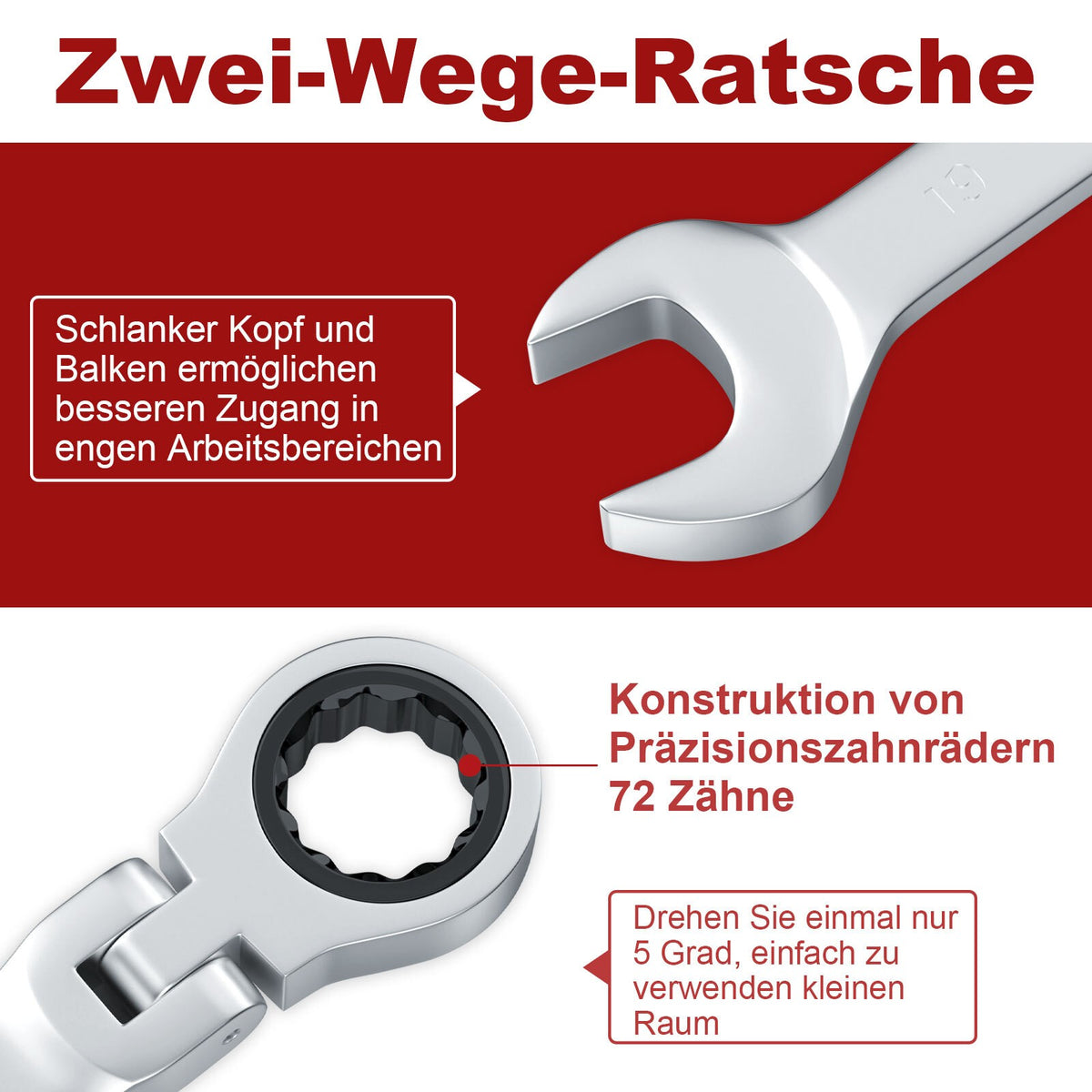 12pcs Metric Ratchet Flexible Spanner Set 8-19mm Combination Wrench Spanners