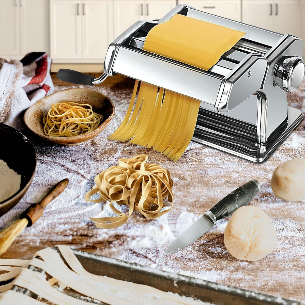 5 IN 1 STAINLESS STEEL PASTA LASAGNE SPAGHETTI TAGLIATELLE RAVIOLI MAKER MACHINE