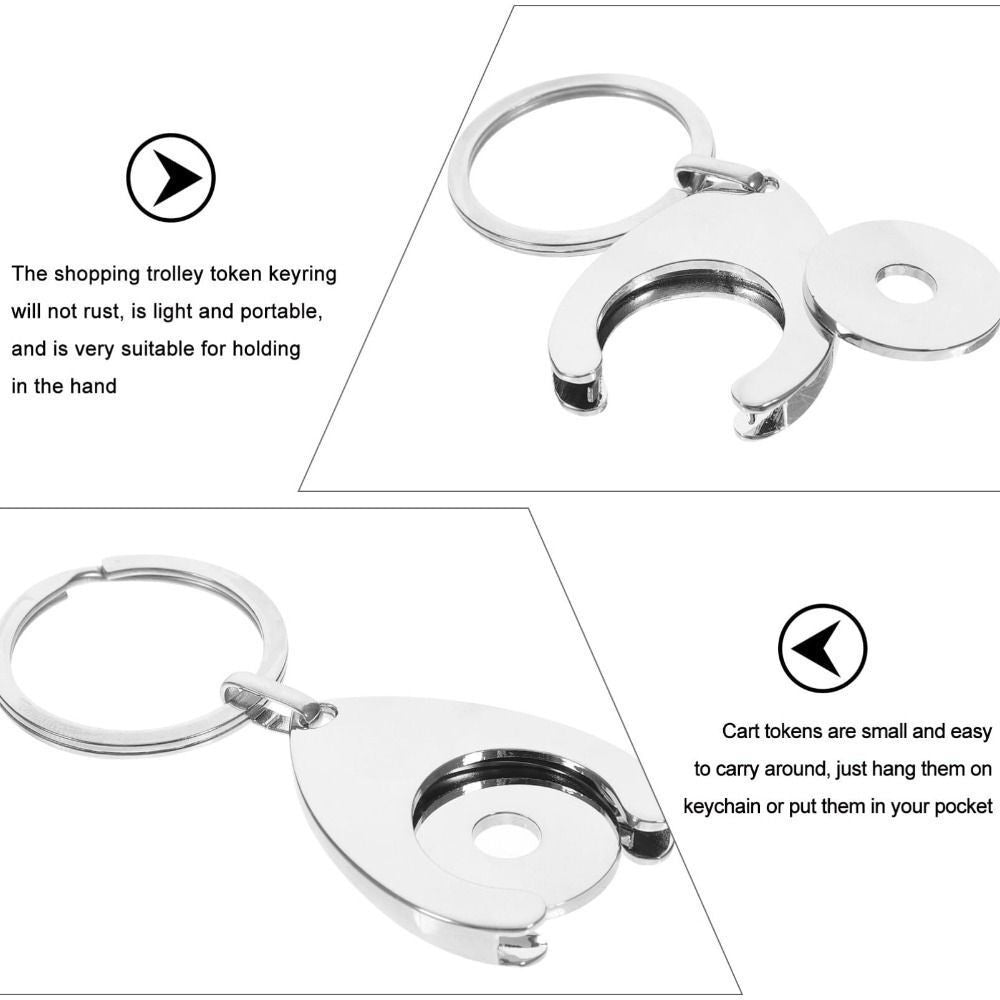 2PCS Metal Key Ring Shopping Trolley Token Keyring Coin Keychain  Supermarket