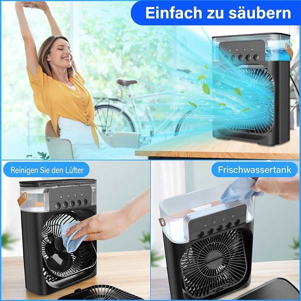 Portable 3-in-1 Fan Air Conditioner Small Cooler with LED Night Light