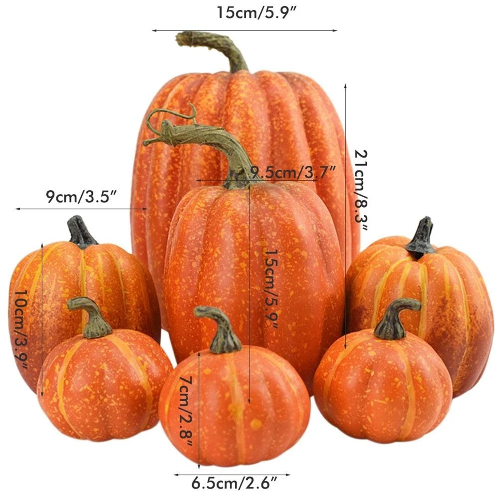 7PCS Artificial Assorted Pumpkins Mini Fake DIY Pumpkin Autumn Decorations UK