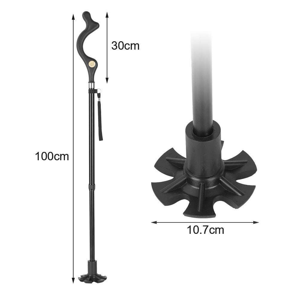 Adjustable Retractable Straight Posture Cane Walking Stick Camping Trekking Pole