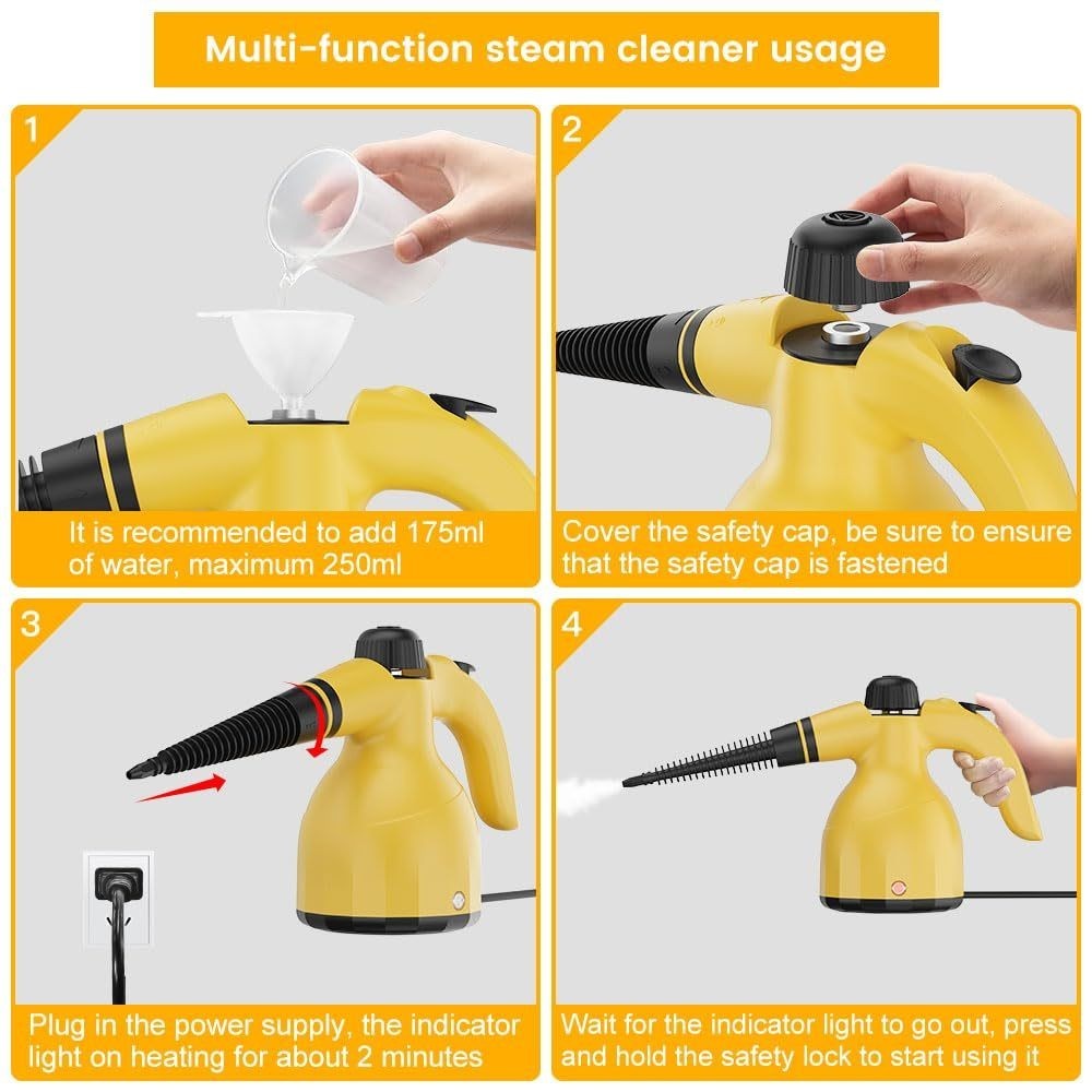 Steam Cleaner High Temperature Hand Held Steamer Home Kitchen Car Multi Purpose