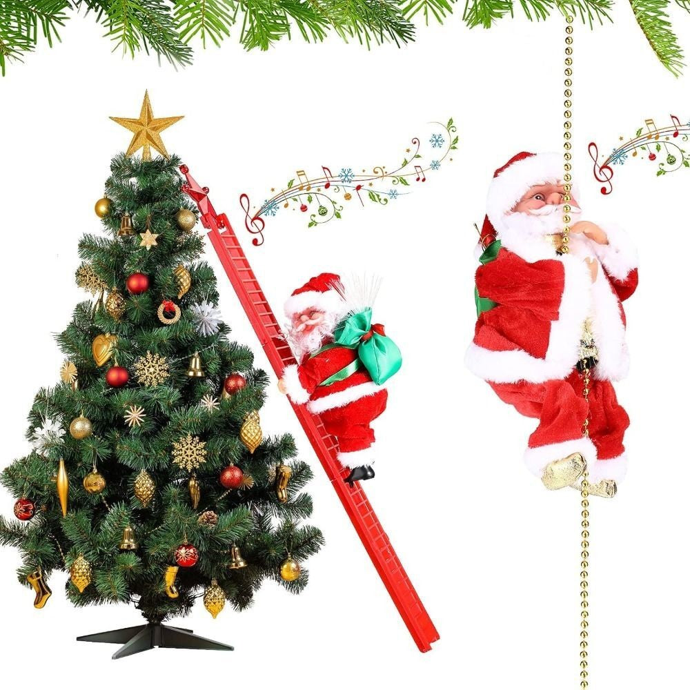 Christmas Electric Santa Claus Climbing Ladder Doll Music Xmas Music Decor Party
