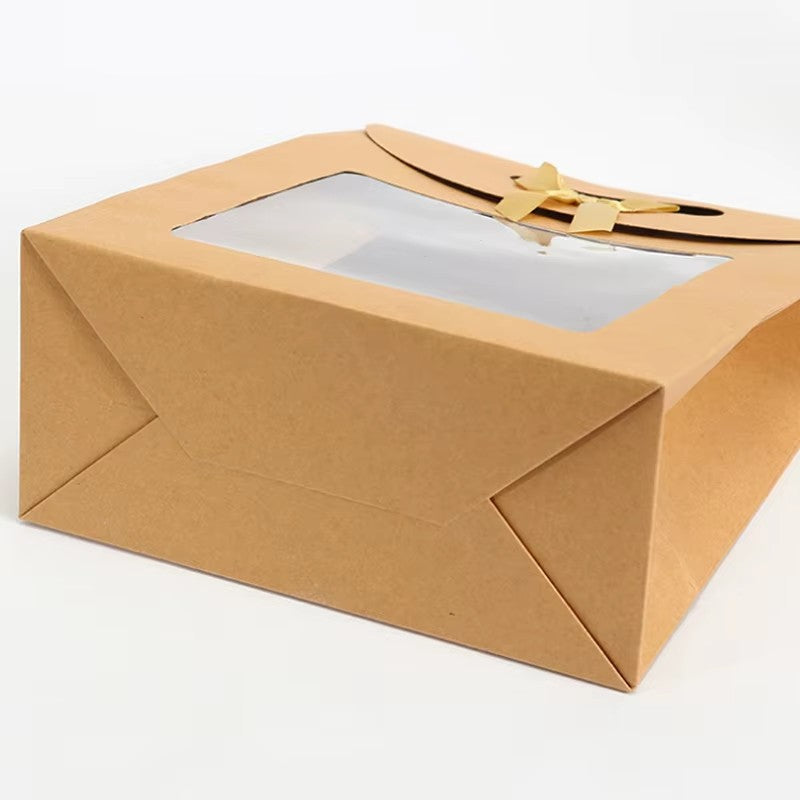 10Pcs Wholesale Cardboard Gift Bag with Windown Paper Cake Box Packing Supplies