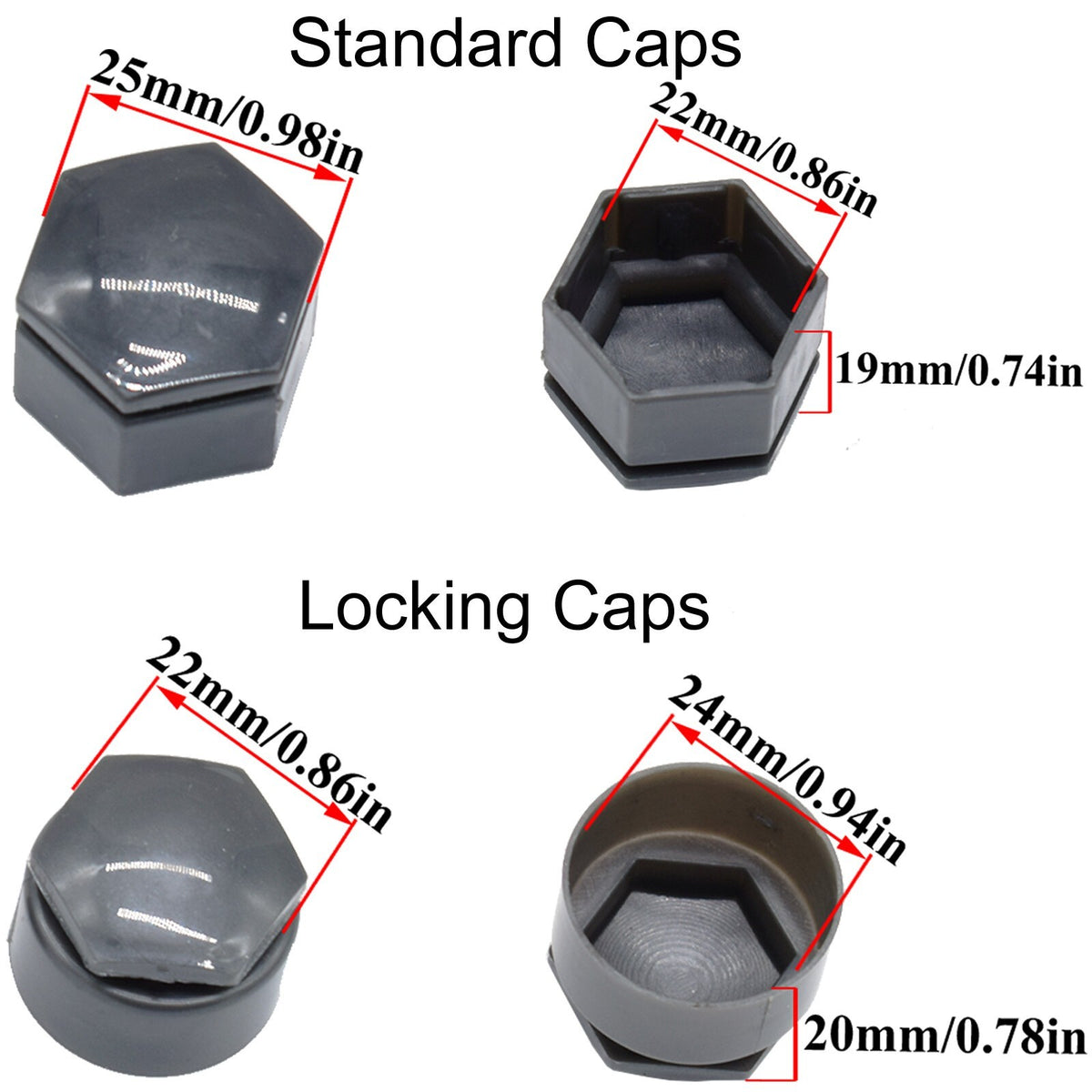 24x 22MM Grey Wheel Nut Bolt Studs Cover Caps Set For Opel Vauxhall Insignia
