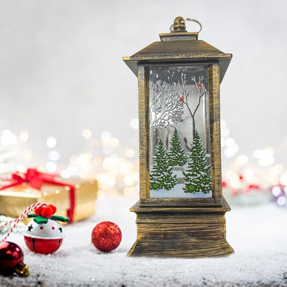 Christmas Snow Globe Lantern LED Light Santa Hanging Night Lamp UK
