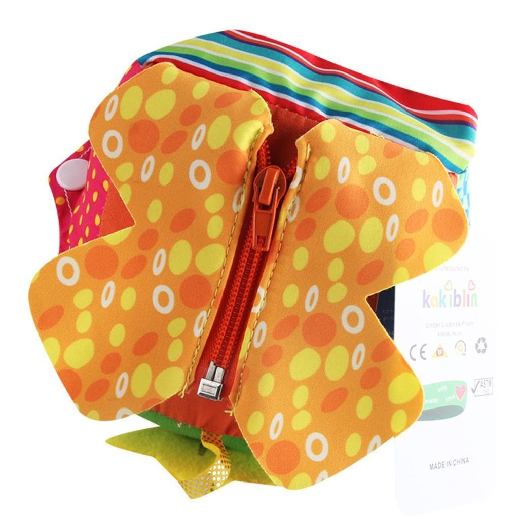 Funny Cloth Learn to Zip Button Buckle Tie Cube Kids Developmental Toy Gifts