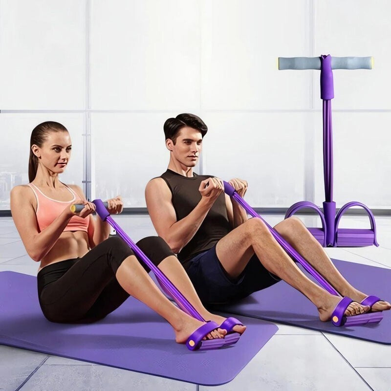 4 Tube Tension Rope Puller Pedal Ankle Exerciser Abdominal Fitness Sport