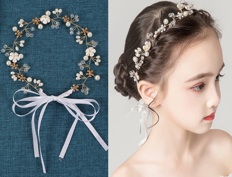 Wedding Bridal Pearl And Crystal Flower Hairband Tiara Headband Accessories New