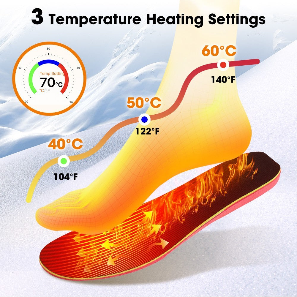1 Pair Heated Insoles with APP Control Rechargeable Thermal Insoles Foot Warmers