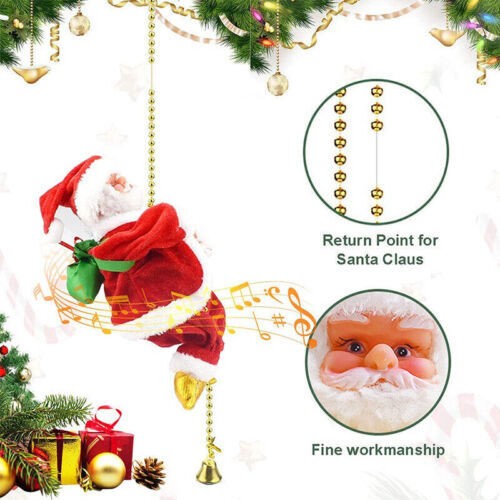Christmas Electric Santa Claus Climbing Ladder Doll Music Xmas Music Decor Party