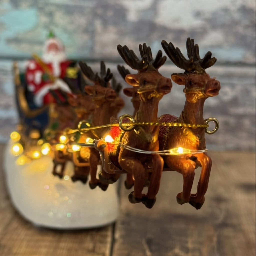 Christmas Santa Sleigh & Reindeer Decoration Festive Ornament with LED Lights