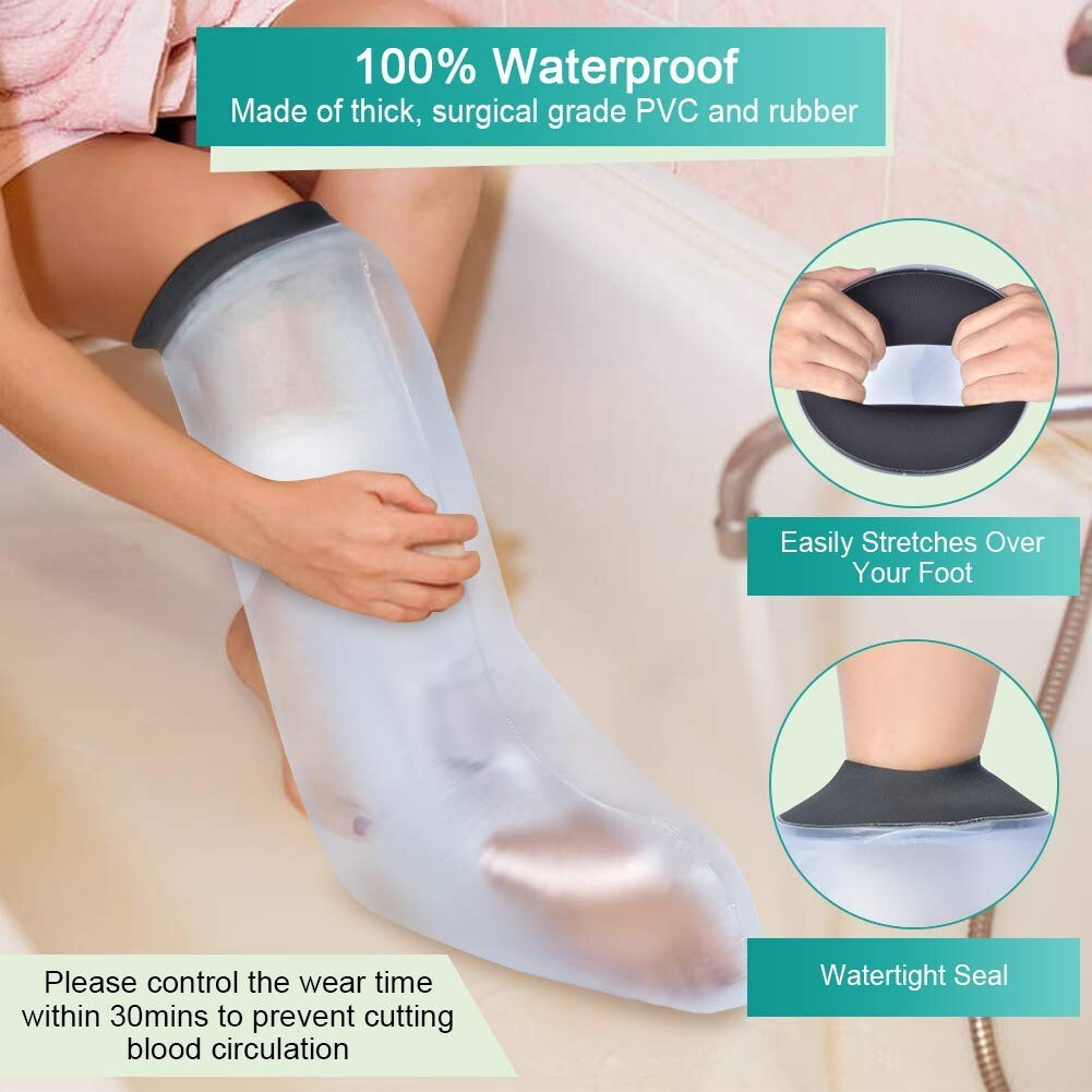 Half Leg Cast Protector Cover 48cm for Shower Foot Protector Bandage Waterproof