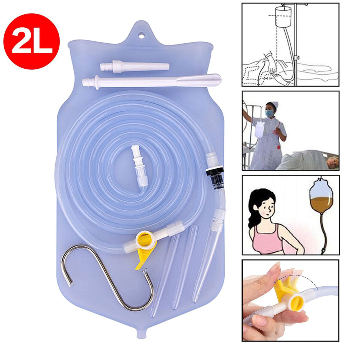 Enema Bag Kit Colonic Irrigation Coffee Enema Bag Home 2L Douche Colon Cleanse
