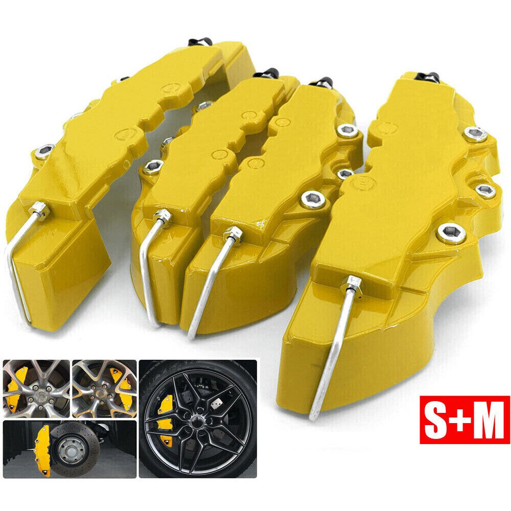 4pcs Yellow Style 3D Auto Car Disc Brake Caliper Covers Front & Rear Kit UK