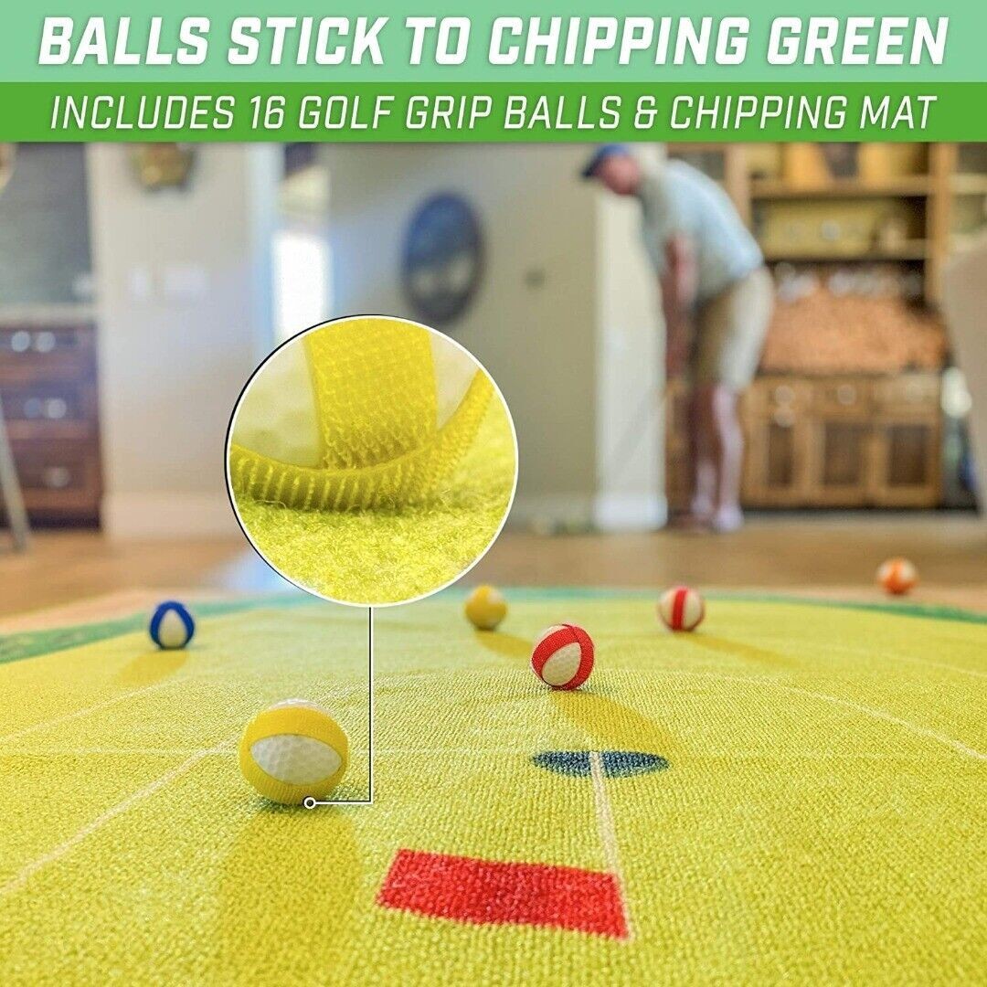 1set Chip Stick Golf Game Mat with 16 Grip Golf Balls and 1 Chipping Mats