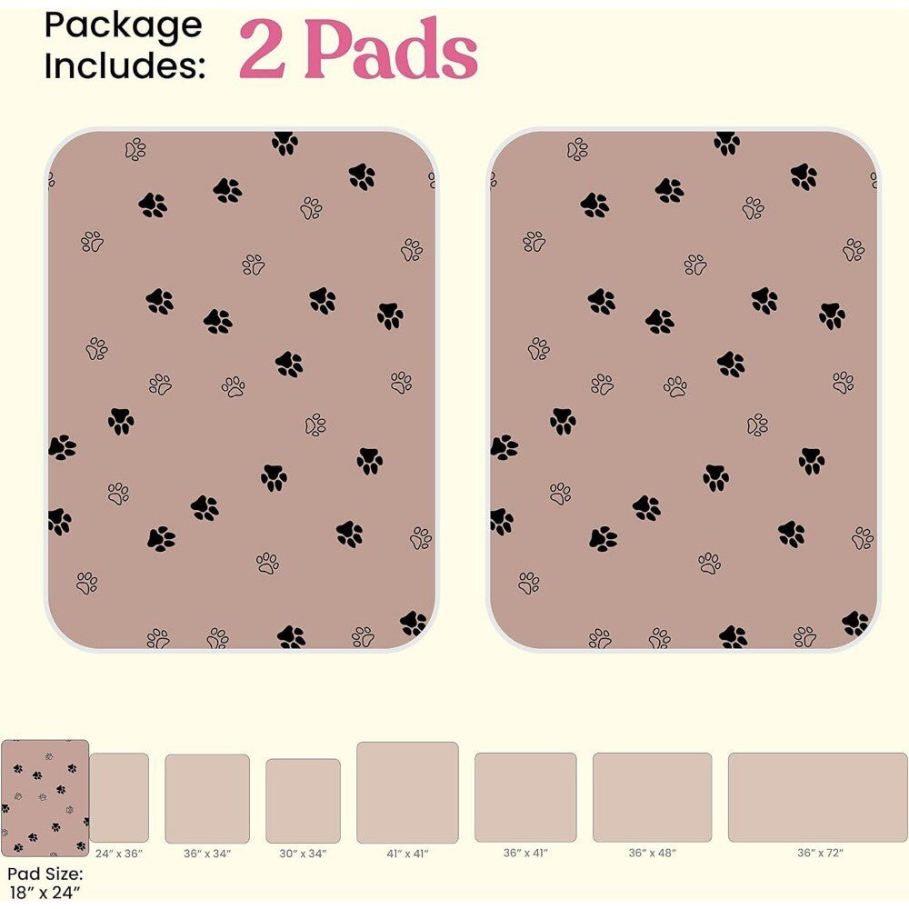 Washable Dog Pee Pads for Dogs - Super Absorbent Reusable Puppy Pads, 2 Pack