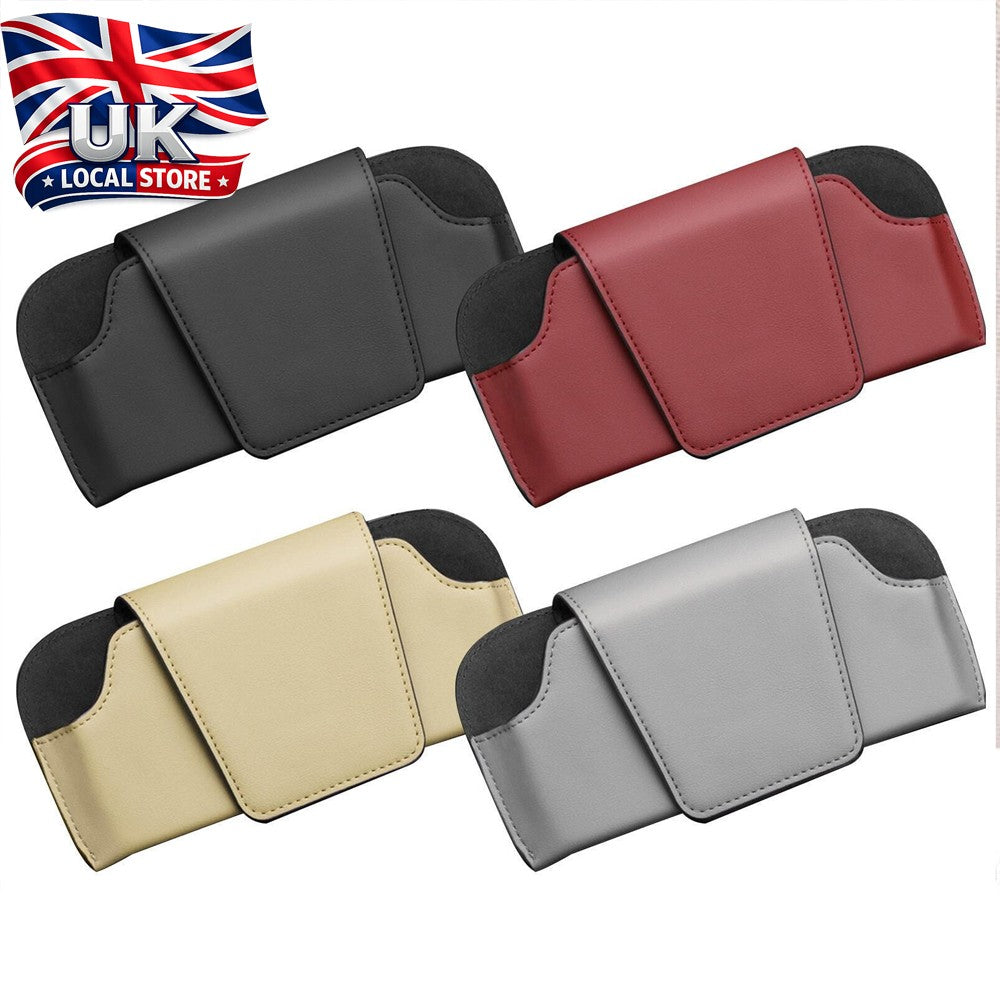 Car Sun Visor Glasses Case Holder Sunglasses Box Card Receipt Magnetic Clip