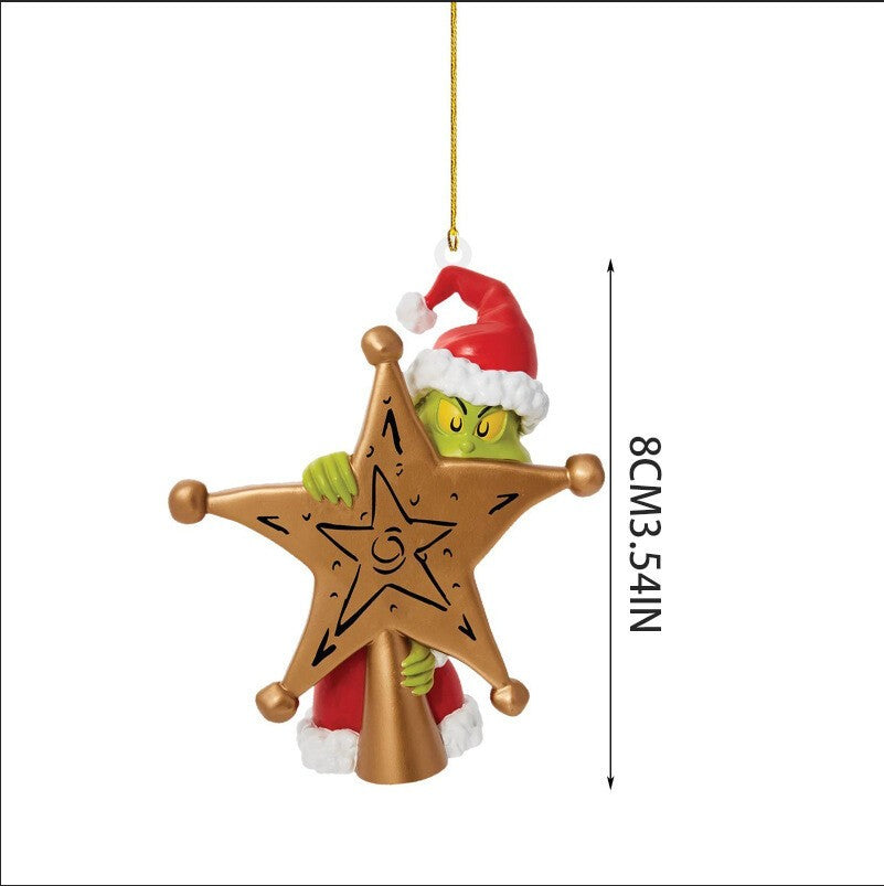 19X Merry Christmas Grinch Ornament Xmas Tree Hanging Figure Decoration Pendants