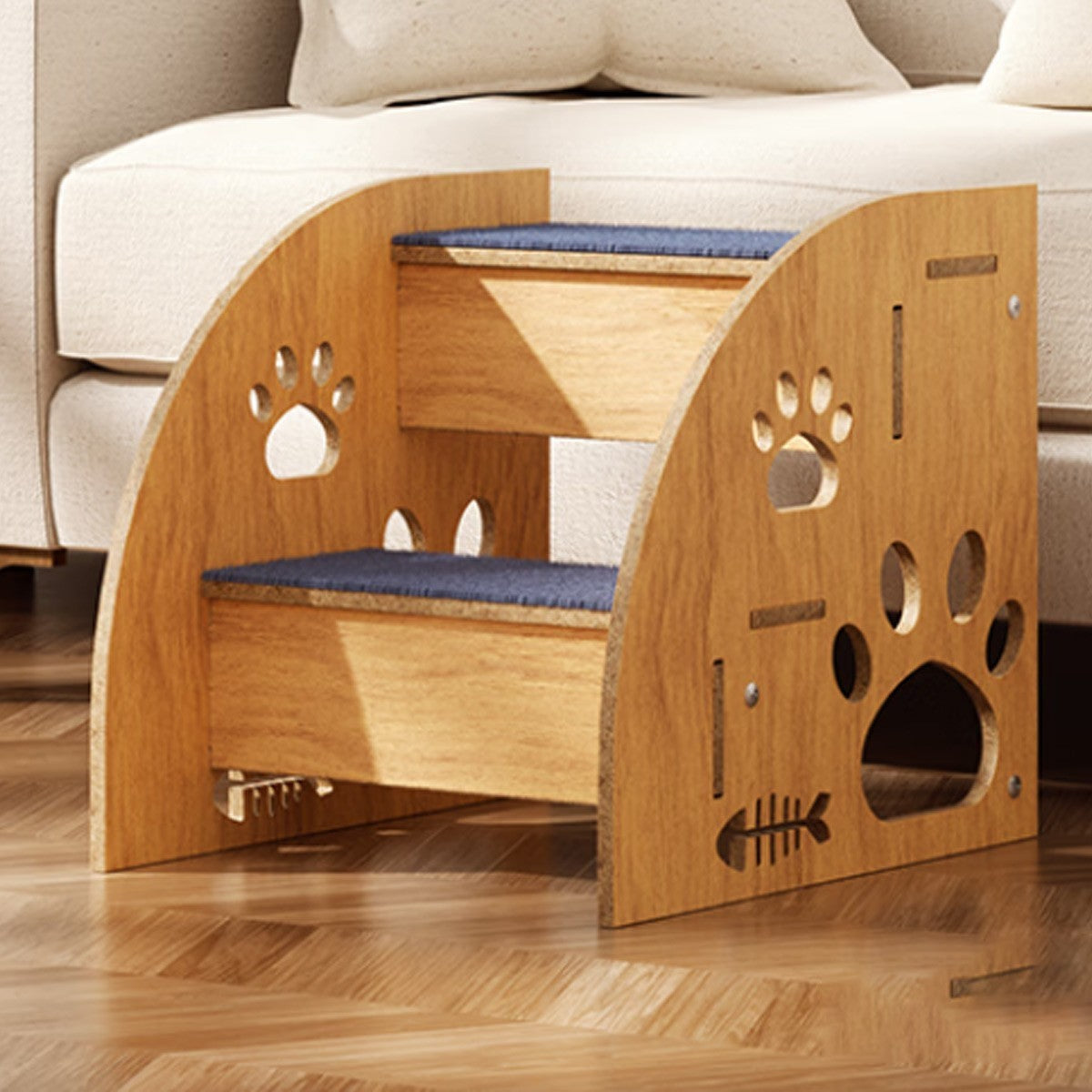 2/3 Steps Pet Ramp Wooden Dog Cat Steps Stairs Non-slip Safety Ladder For Sofa