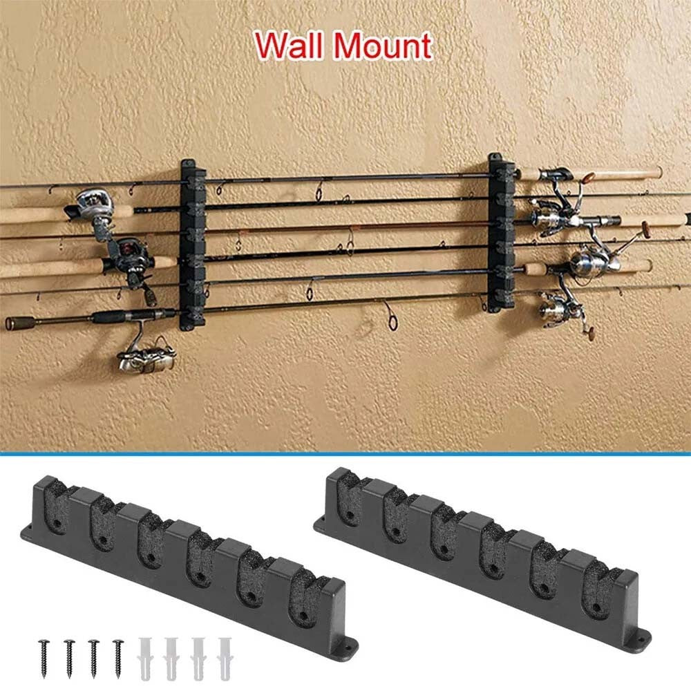 Fishing Rod Rack Vertical Holder Wall Mount Storage Horizontal Boat Pole Stand