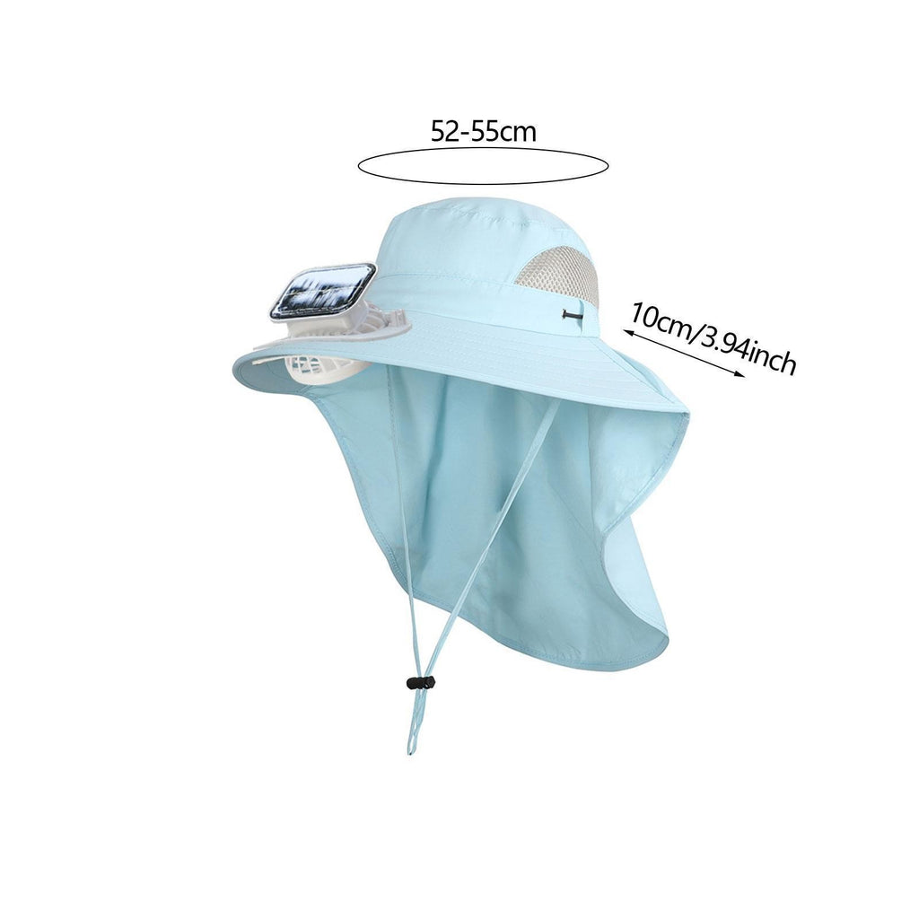 Kids Wide Brim Hat with Solar Fan Sunscreen Cooling Hat for Boys Girls