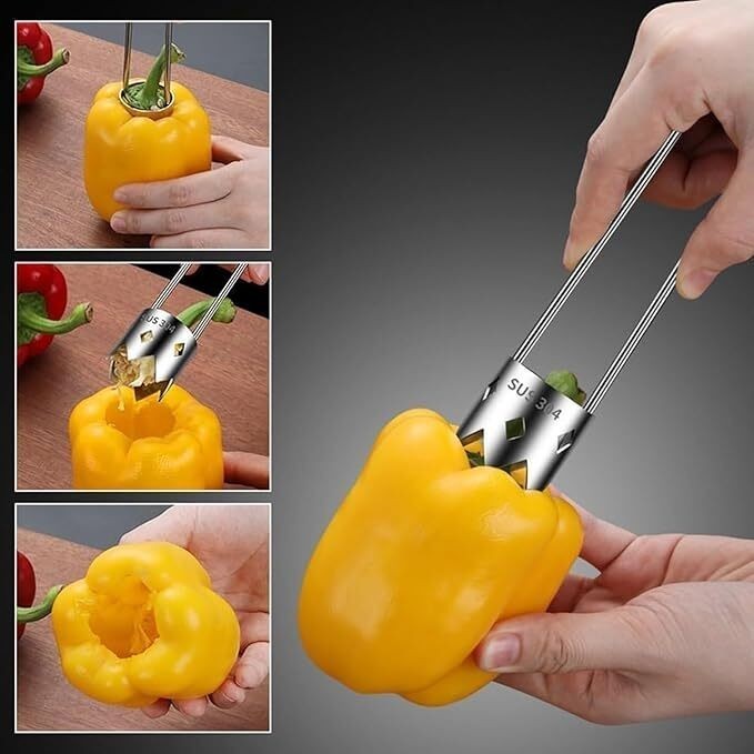 1 pc Fruit and Vegetable Corer Stainless Steel Red Bell Pepper Core