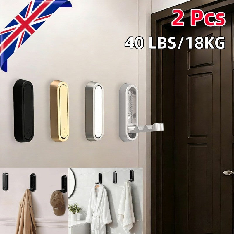 2X Folding Wall Hooks Wall Mount Clothes Hanger Hooks Coat Hooks Bathroom Towel