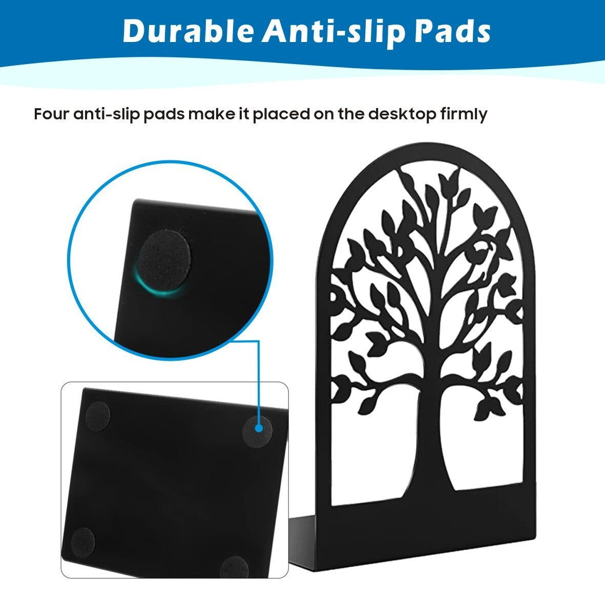2 Pairs Decorative Heavy Duty Metal Bookends Book Ends 6.7'' Office Stationery
