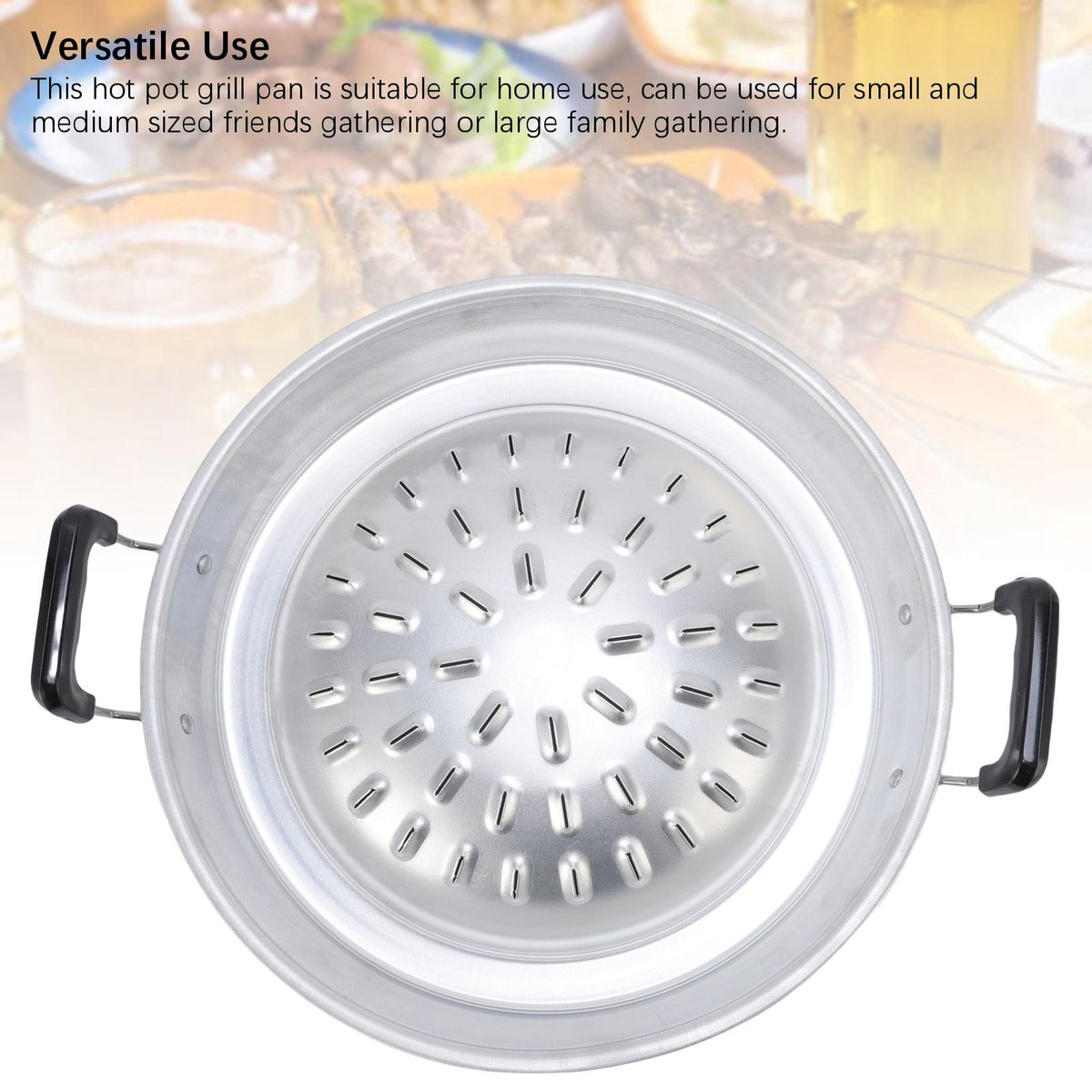 *35cm/13.78in* Original Color Thai BBQ Grill Pan 2 In 1 Non Stick Even Heating