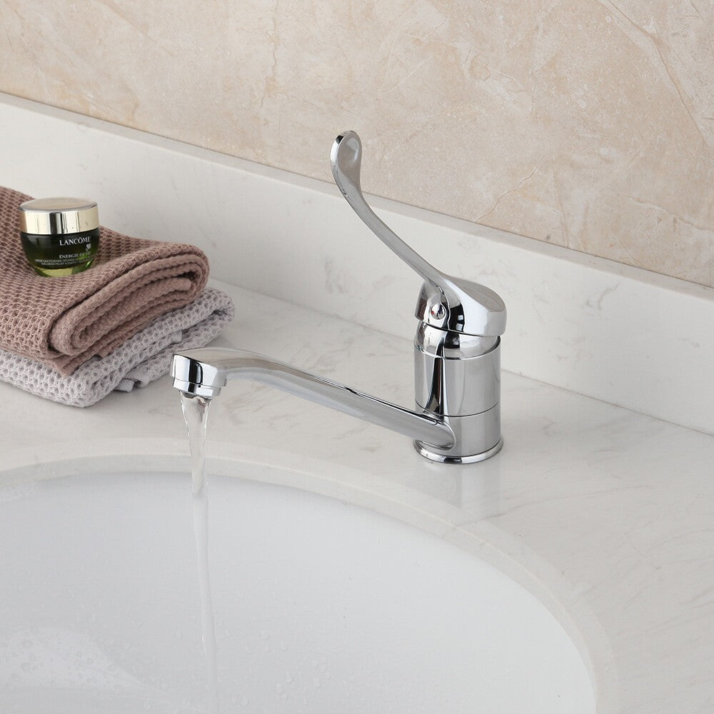 Medical Faucet Long Handle Single Hole Mixer Faucet Arm Touch Wash Taps