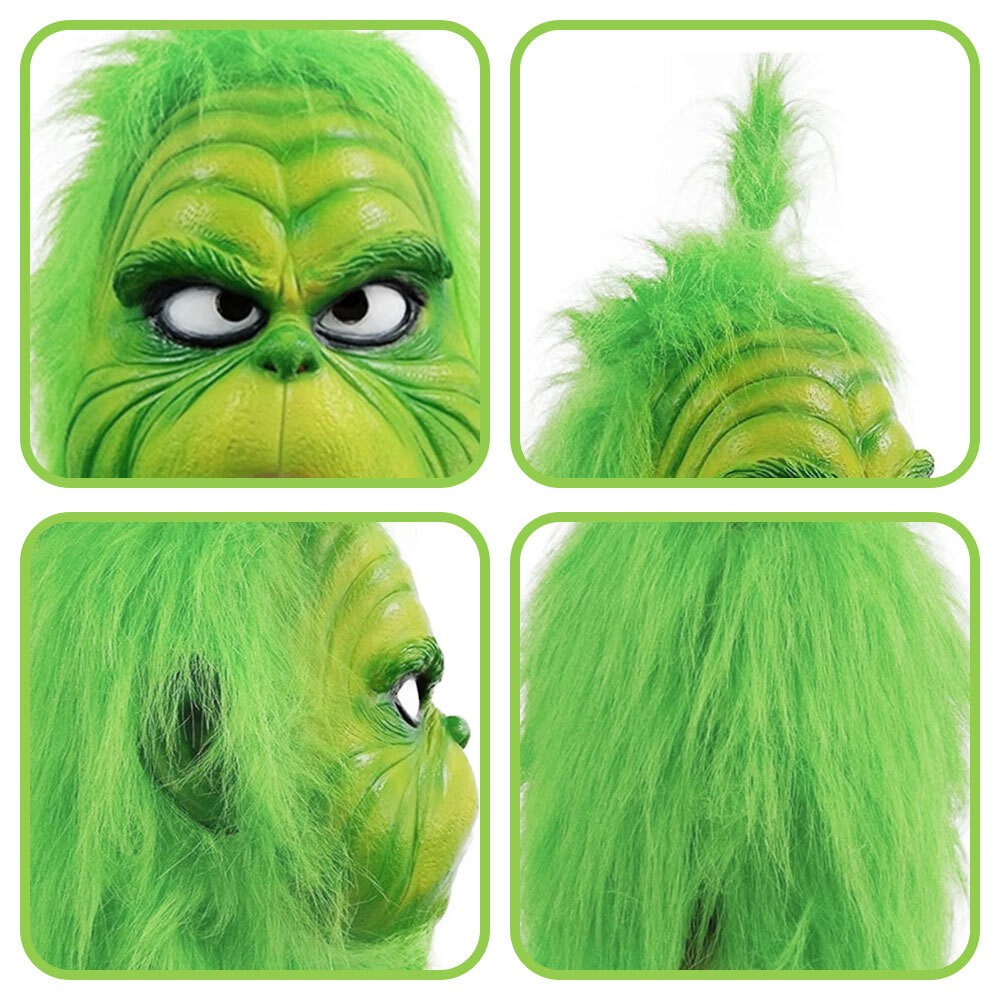 Grinch Full Head Mask Wig Xmas Hat Monster Christmas Party Masquerade