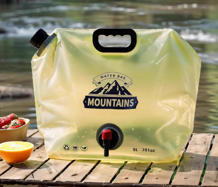 8L Water Container Bag With Tap Folding Water Storage Carrier for Camping Hiking