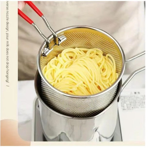 Stainless Steel Deep Fryer With Frying Strainer Basket Multifunctional Small Pot