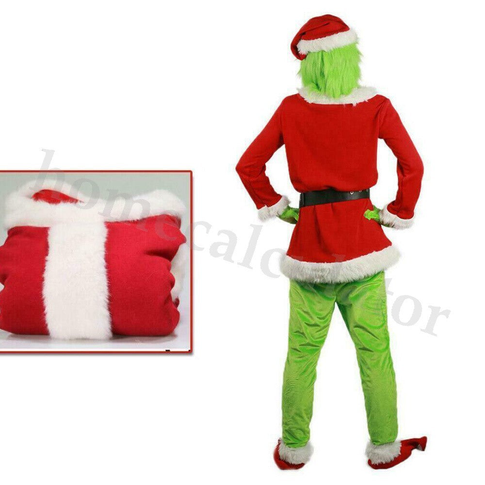 Adult Costume The Grinch Mens Christmas Santa Xmas Cosplay Fancy Outfit Set UK