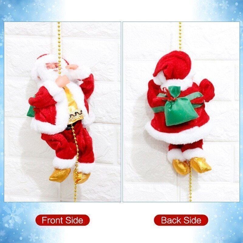Electric Climbing Ladder Santa Claus Christmas Xmas Music Figurine Party Decor