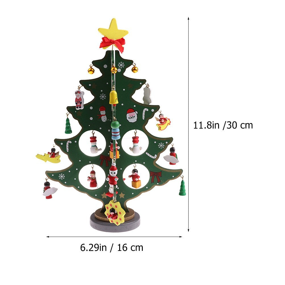 1 Pack DIY Wooden Christmas Tree Green Christmas Adornment for Party Decor